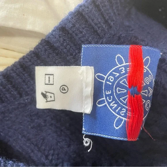 Boast Women's Chunky Fisherman Cable Wool Knit Crewneck Sweater Navy Size L - Picture 7 of 11